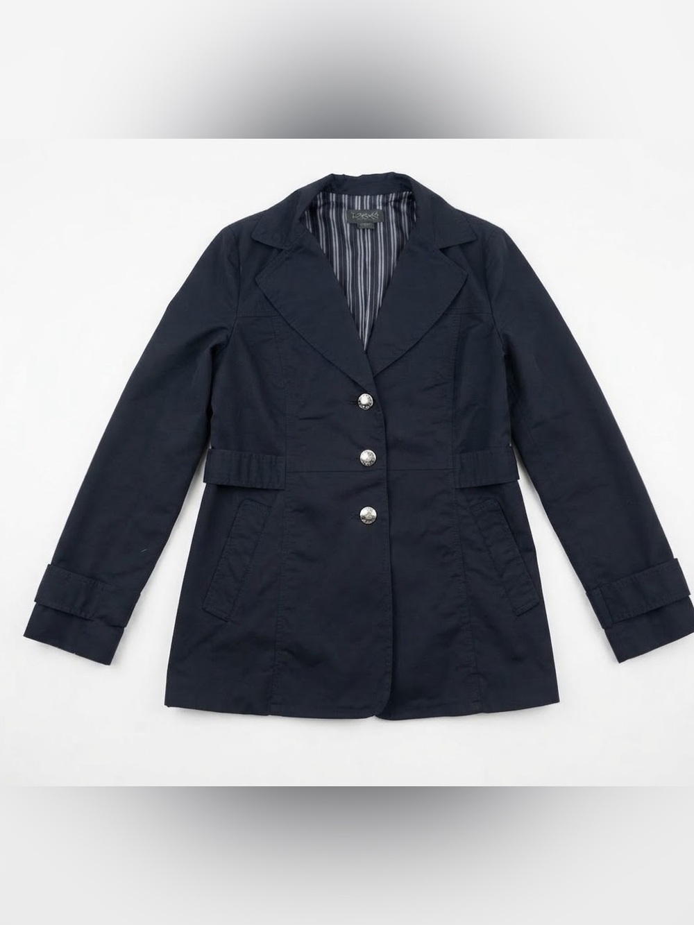 Vintage LEADERS Women's Navy Trench Coat Jacket Y2K Size 77 Medium